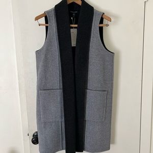 Eileen Fischer wool vest coat M grey/black new with tags